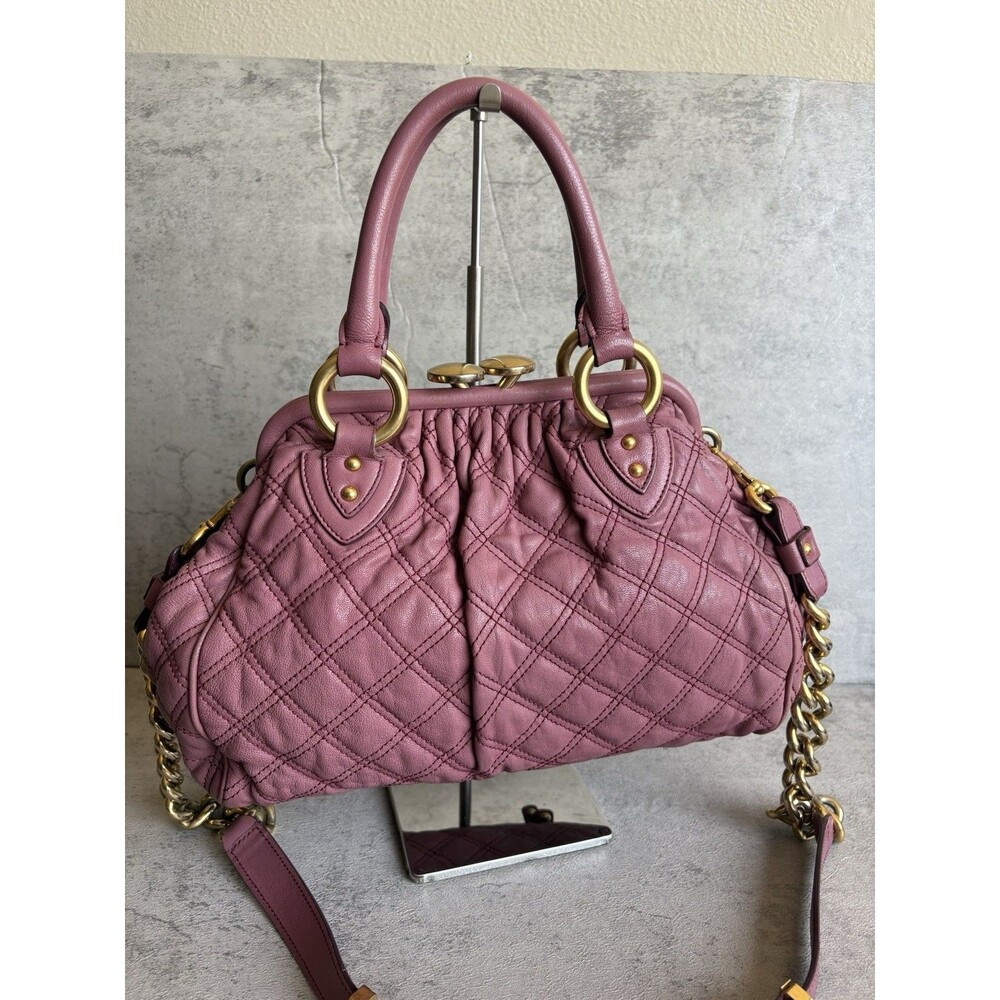 Marc Jacobs Stam Dusty Pink Quilted Leather Shoulder Bag Golden Chain Crossbody